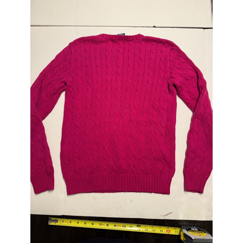 Ralph Lauren Sport Womens Pink Cable Knit Cotton Crew Neck Sweater Size L - Picture 7 of 7